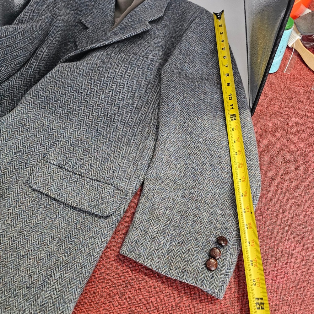 Vintage Orvis Harris Tweed Scottish Wool Blazer 44R Herringbone Sport Coat USA - Picture 16 of 16